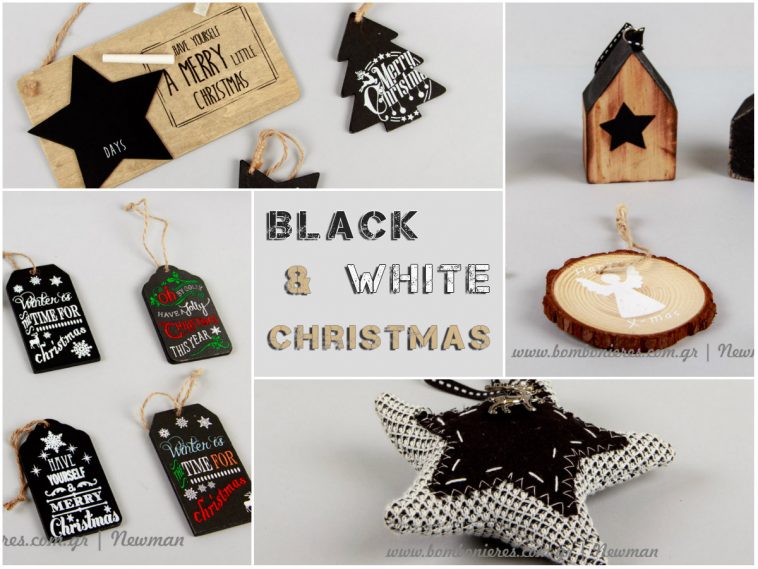 Χριστουγεννιάτικος στολισμός σε άσπρο μαύρο black white christmas