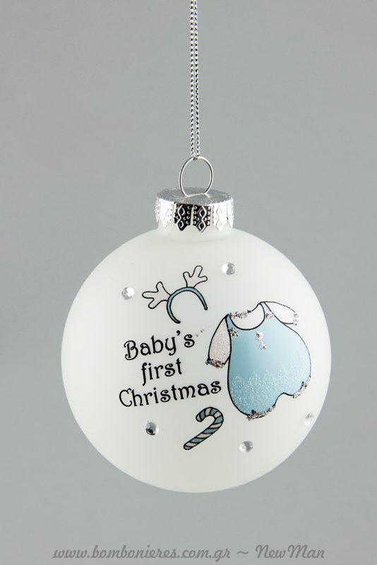 Γυάλινες μπάλες «Baby’s first Christmas» για αγοράκι ή κοριτσάκι (380479).