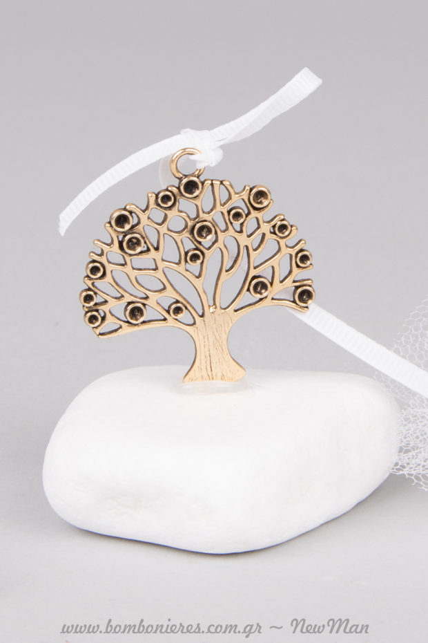 Μεταλλικό Δέντρο της Ζωής σε γλυκιά χρυσαφένια απόχρωση.