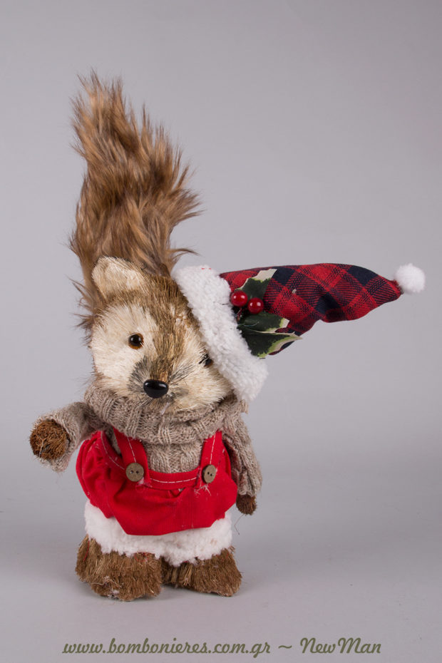 Διακοσμητικό αλεπουδάκι αγόρι (25cm) για τα δωράκια ή την χριστουγεννιάτικη διακόσμηση.