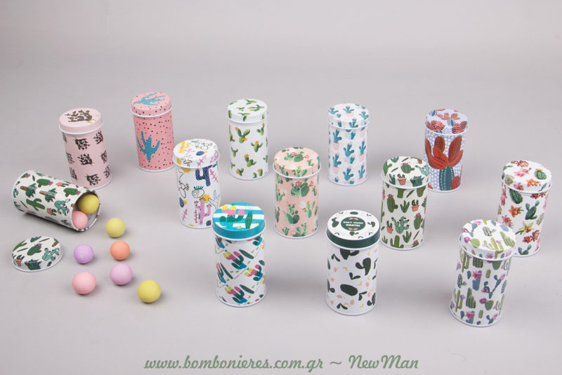 Μπομπονιέρες κακτάκια-κουτάκια σε 12 διαφορετικά σχέδια και χρώματα για να διαλέξετε το/τα δικά σας αγαπημένα.