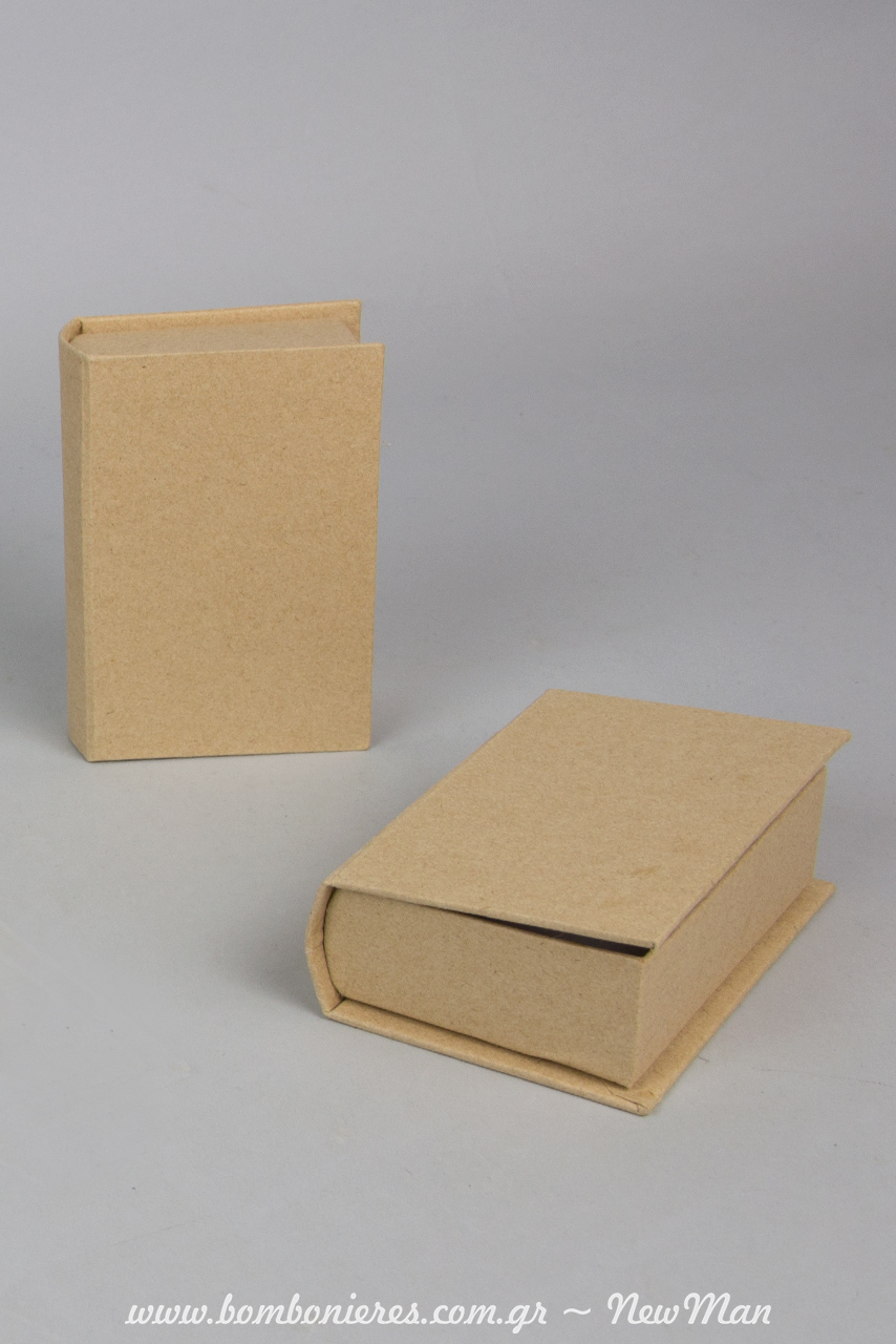 Χάρτινα κουτιά/βιβλία kraft (7 x 10 x 3cm) για μπομπονιέρες. Διατίθενται μεμονωμένα ή ανά 6 τεμάχια.