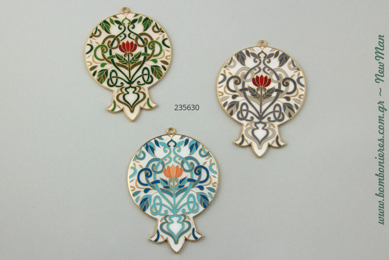 Κρεμαστό ρόδι Lotus Garden (108mm) με σμάλτο σε τρία πανέμορφα χρώματα και σχέδια.