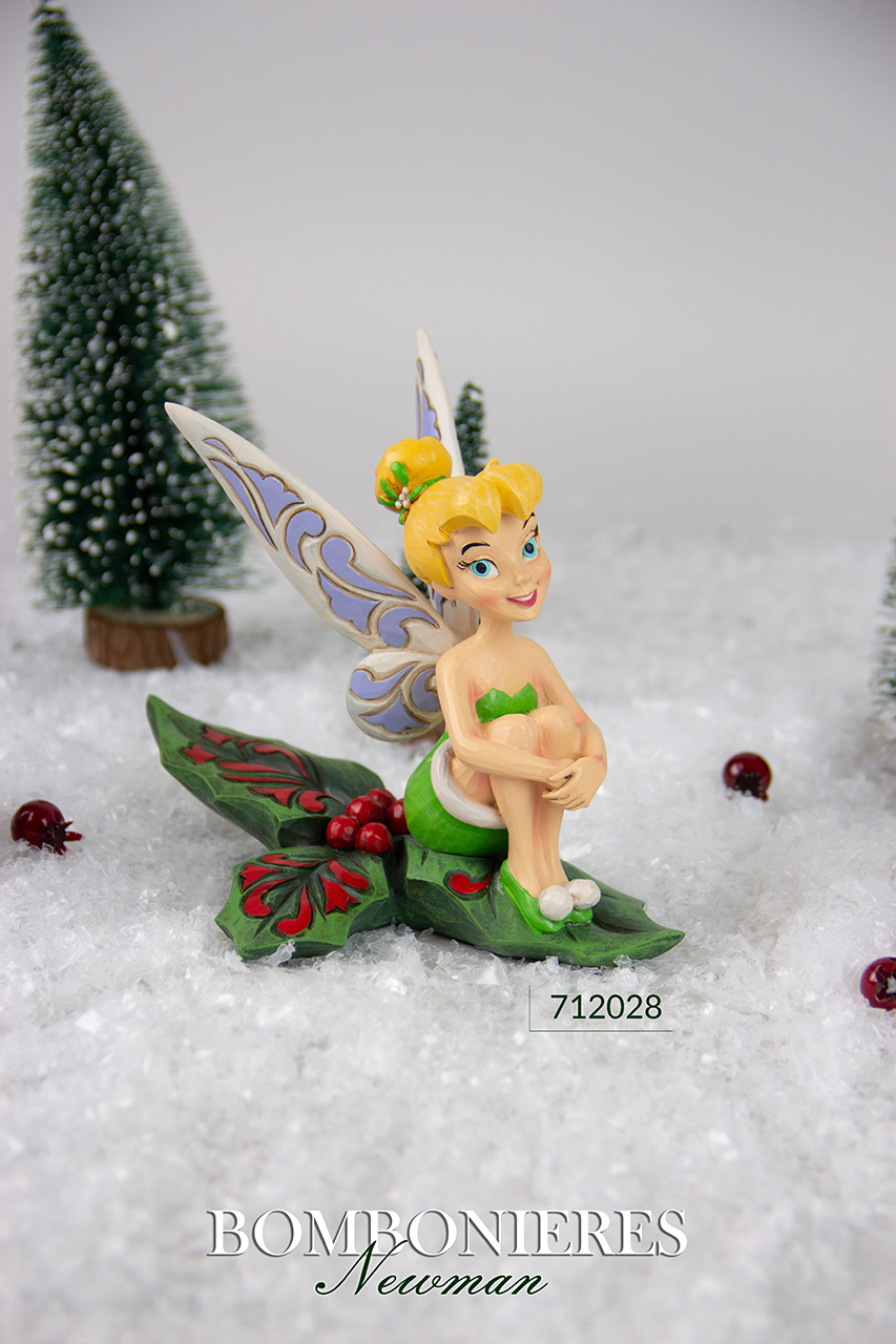 Tinker Bell sitting on holly (13cm).
